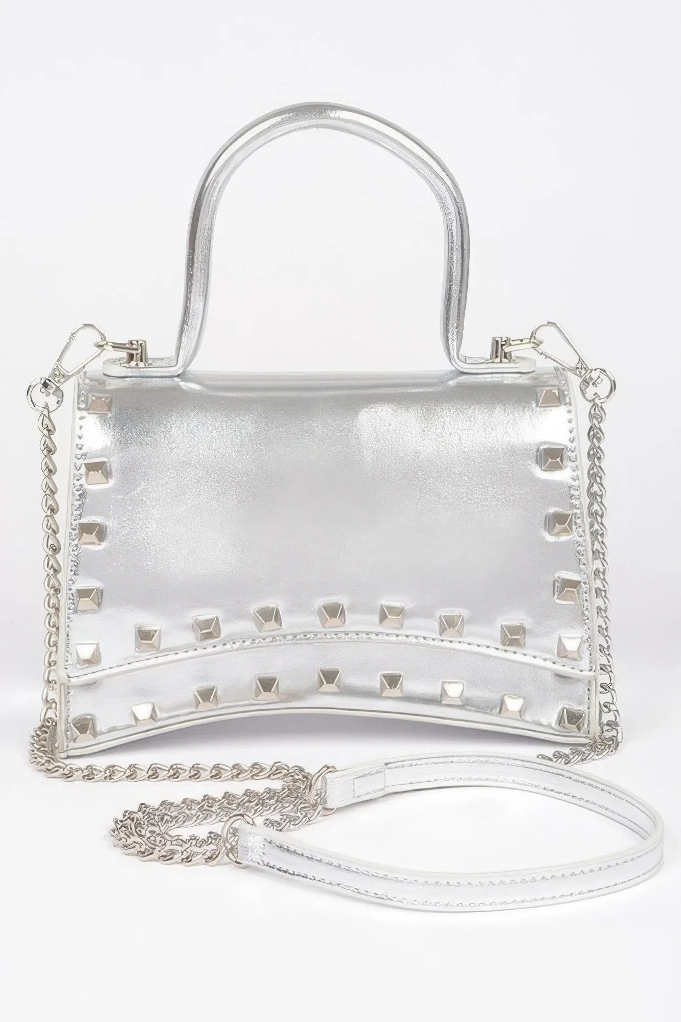 Metallic Faux Leather Studded Top Handle Clutch sold by Unique Kulture product image thumbnail 2