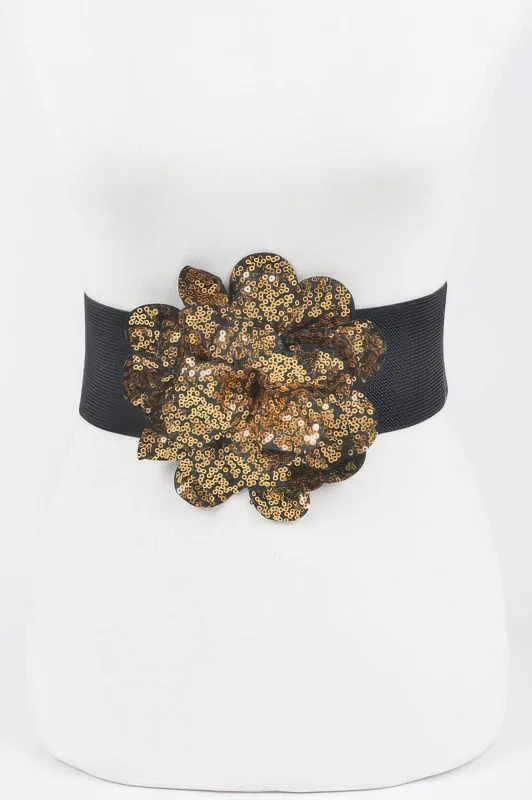 Sequins Flower Elastic Belt sold by Unique Kulture