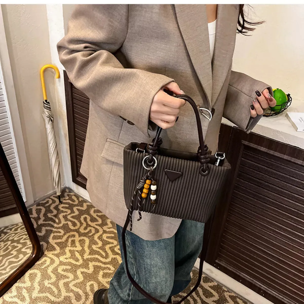 Textured Crossbody Bag with Top Handle sold by Unique Kulture product image thumbnail 4