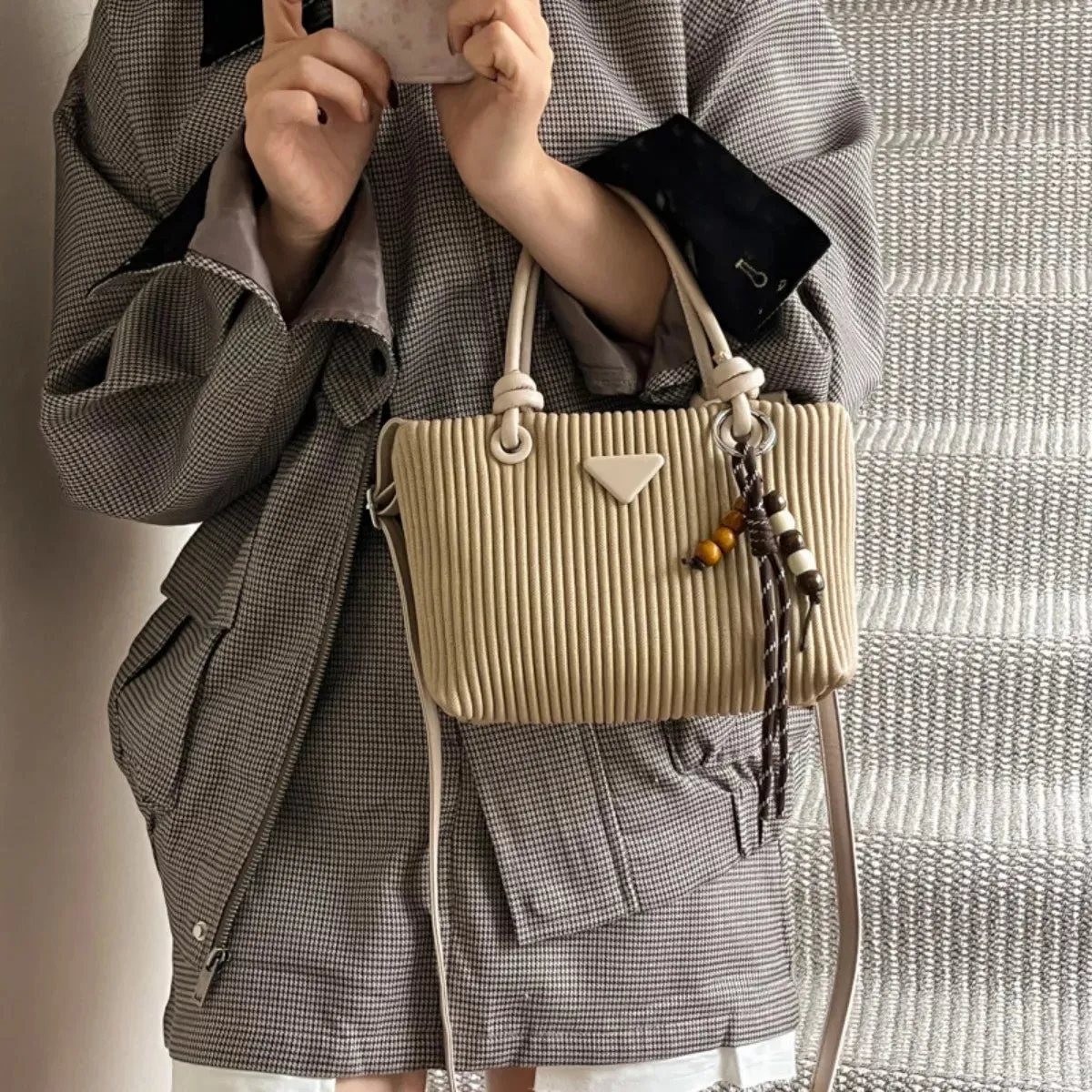 Textured Crossbody Bag with Top Handle sold by Unique Kulture product image thumbnail 2