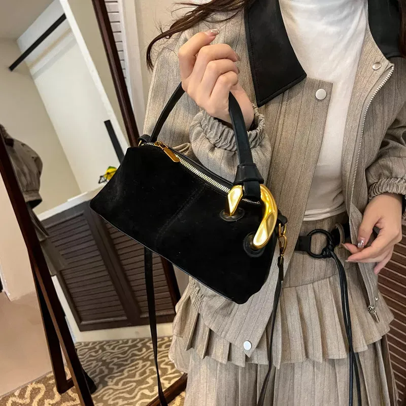 Suede Crossbody Bag with Gold Hardware sold by Unique Kulture
