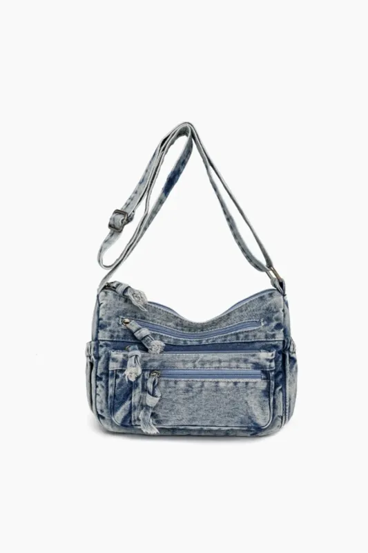 Adjustable Strap Denim Crossbody Bag made by Trendsi