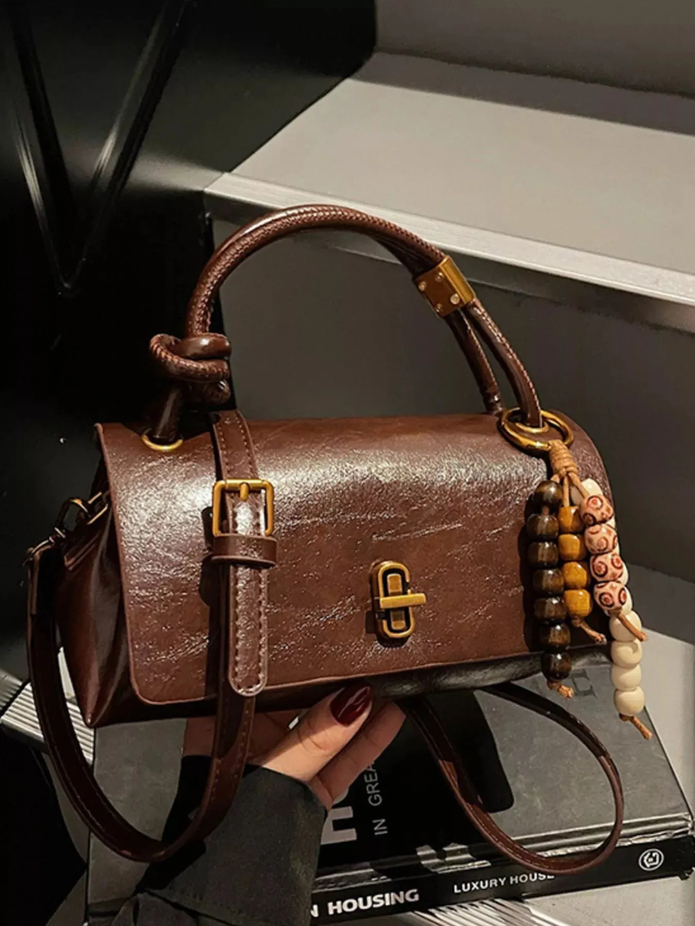 Leather Crossbody Bag with Bead Charm sold by Unique Kulture product image thumbnail 3