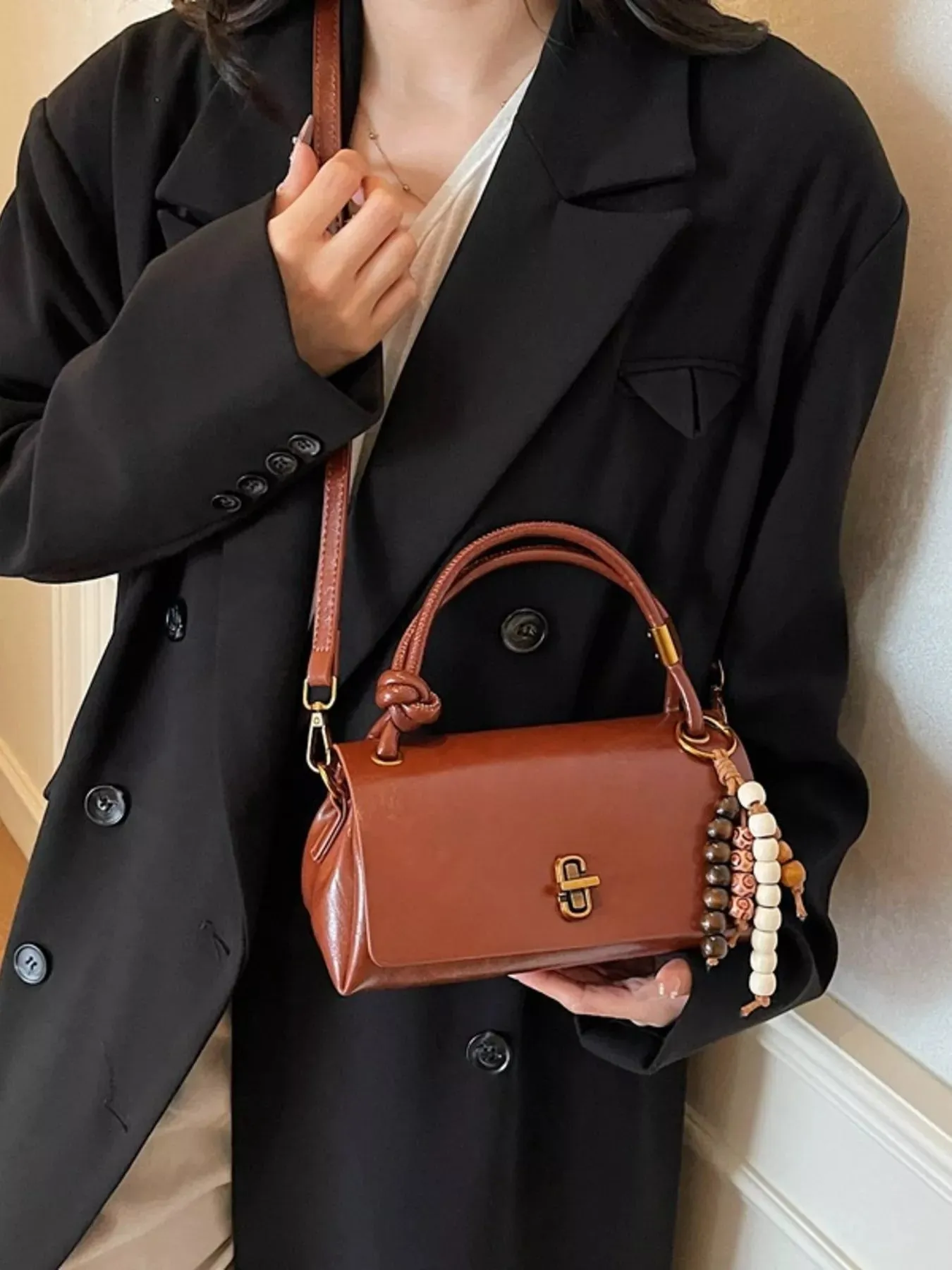 Leather Crossbody Bag with Bead Charm sold by Unique Kulture product image thumbnail 5