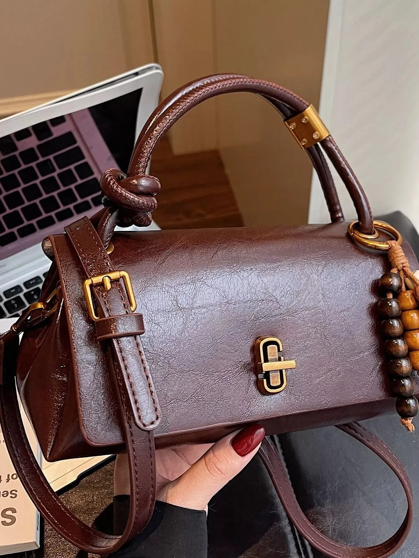 Leather Crossbody Bag with Bead Charm sold by Unique Kulture product image thumbnail 2