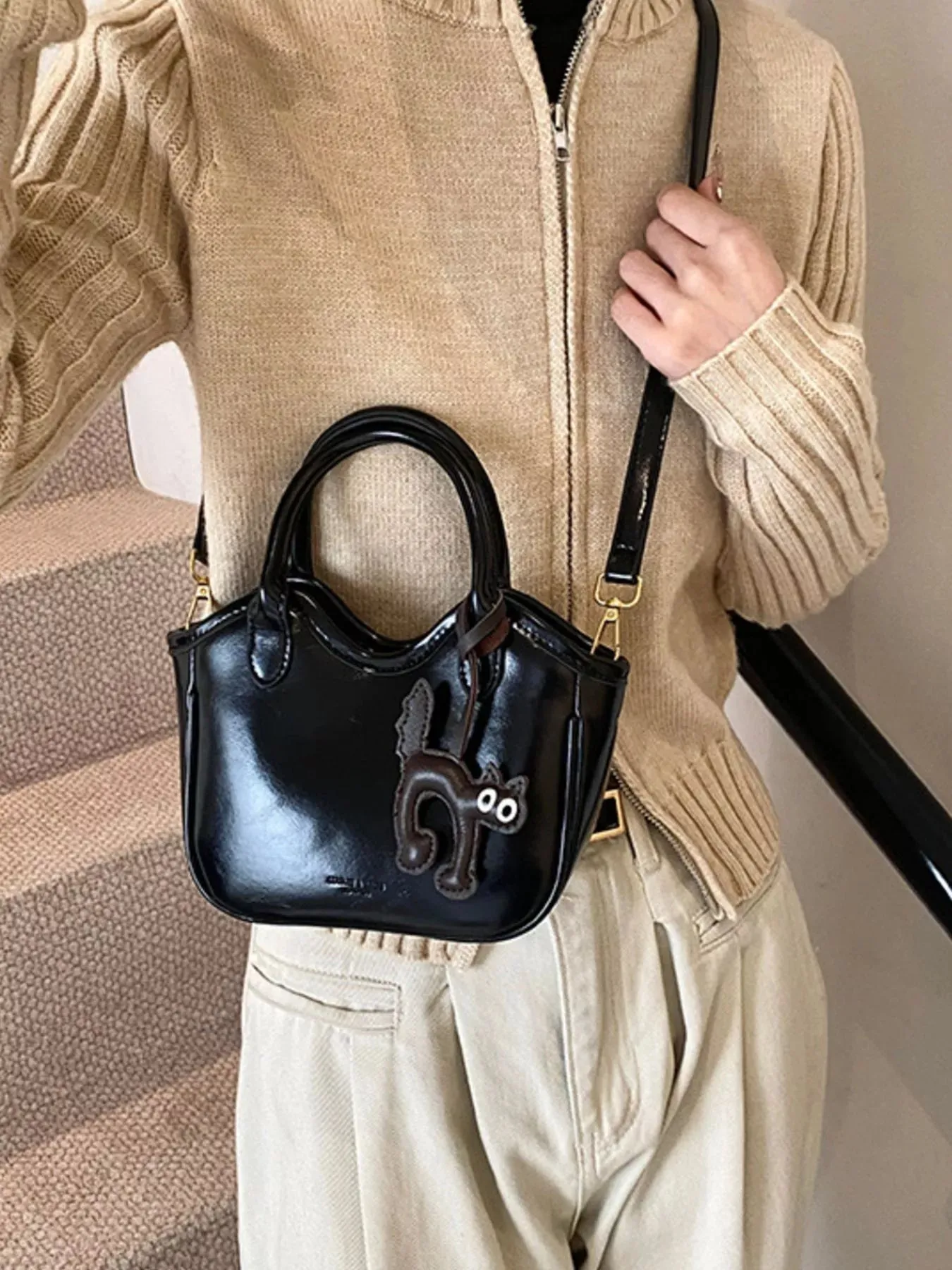 Leather Cat Charm Crossbody Bag sold by Unique Kulture product image thumbnail 4