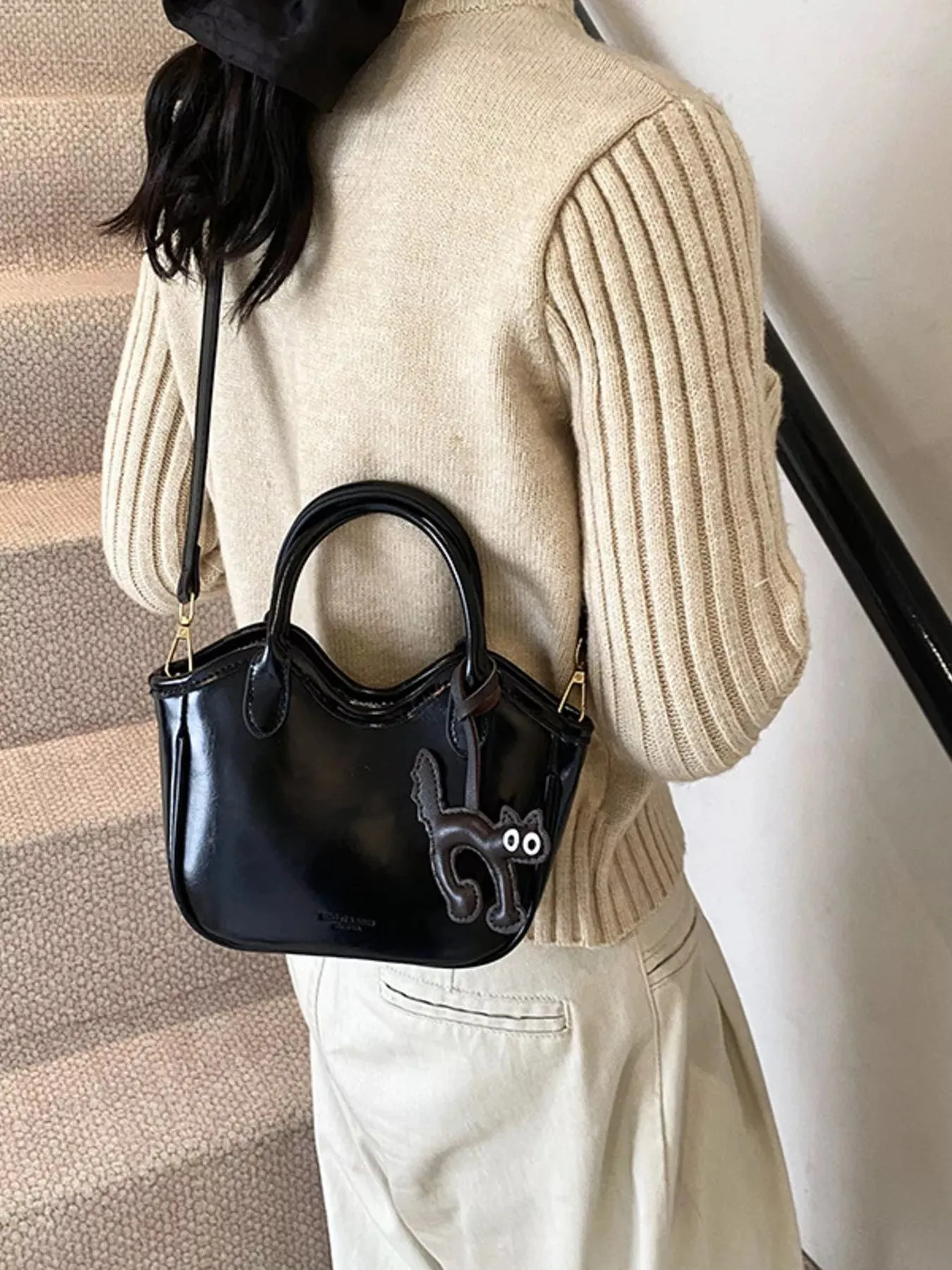 Leather Cat Charm Crossbody Bag sold by Unique Kulture