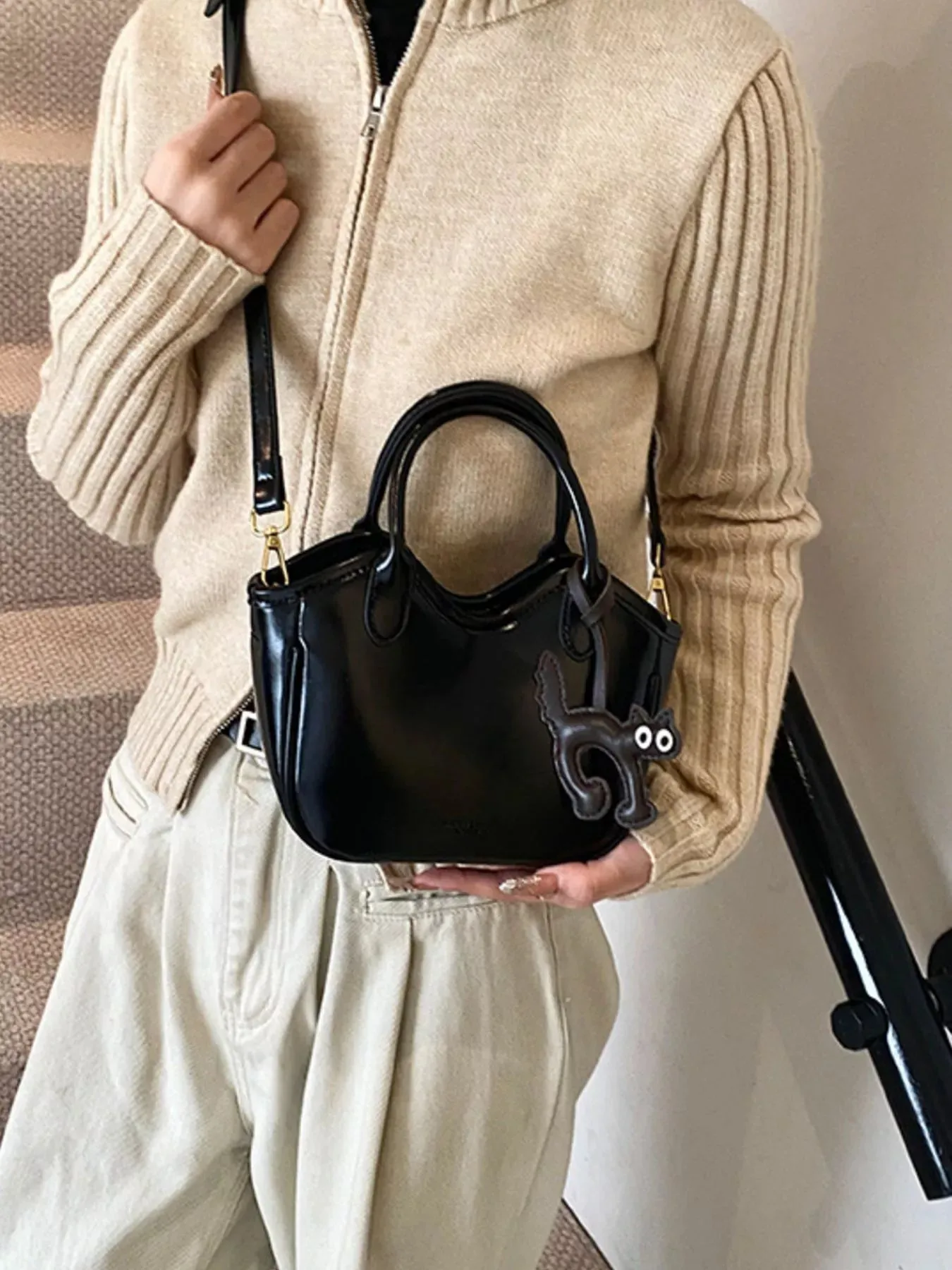 Leather Cat Charm Crossbody Bag sold by Unique Kulture product image thumbnail 2