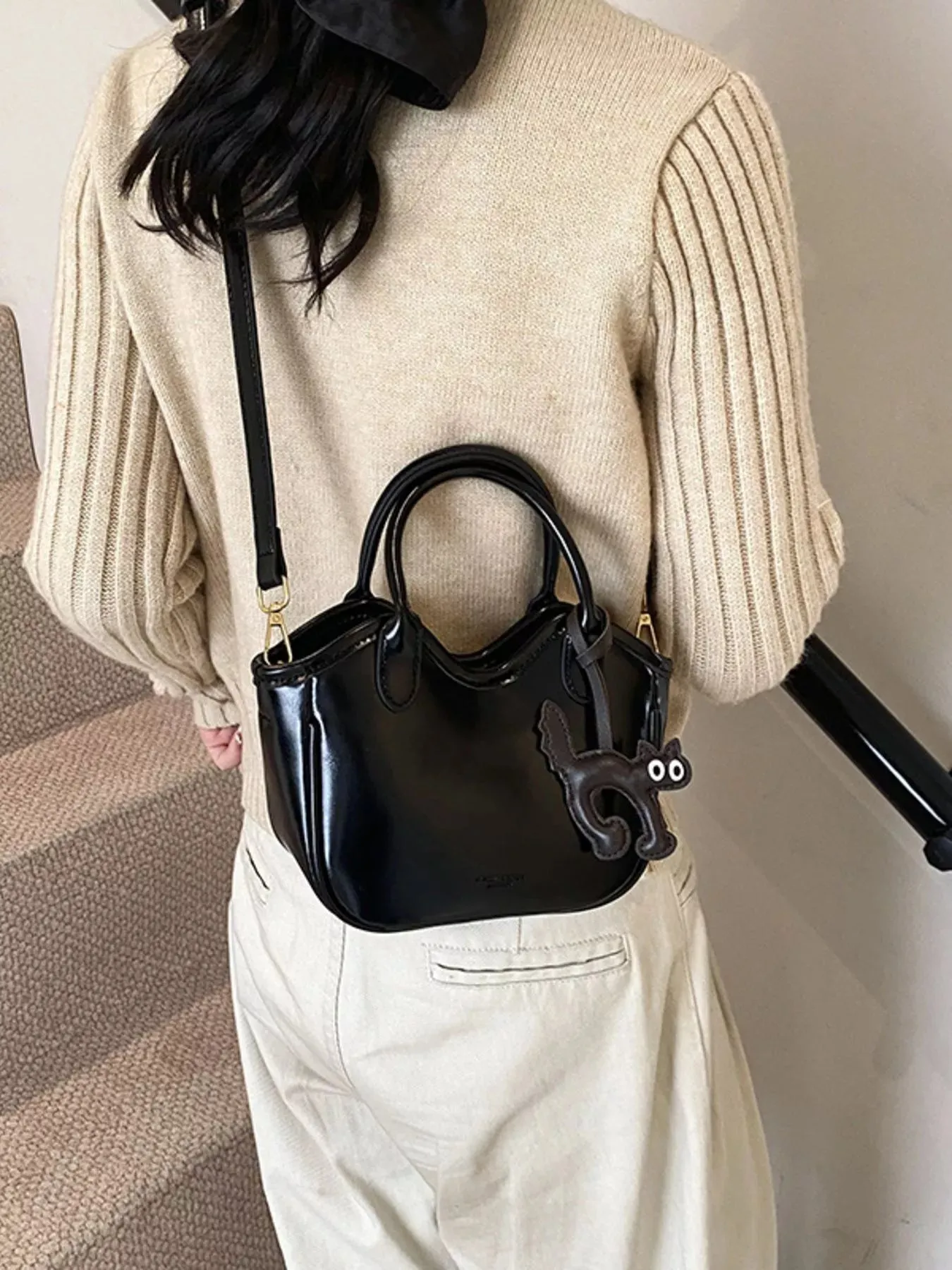 Leather Cat Charm Crossbody Bag sold by Unique Kulture product image thumbnail 3