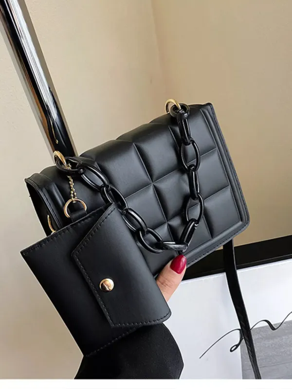 Quilted Chain Strap Crossbody Bag made by Trendsi