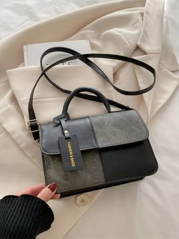 Color Block Flap Crossbody Bag with Top Handle sold by Unique Kulture