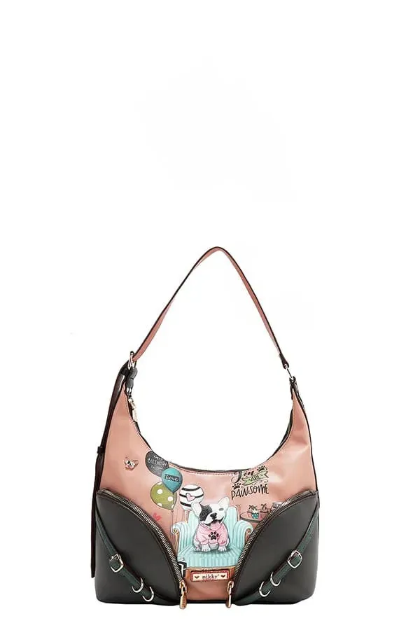 Nicole Lee USA Party King Shoulder Bag with 2 Accessory Pockets Front sold by Unique Kulture