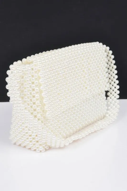 Hand Made Faux Pearl Bead Flap Shoulder Bag sold by Unique Kulture
