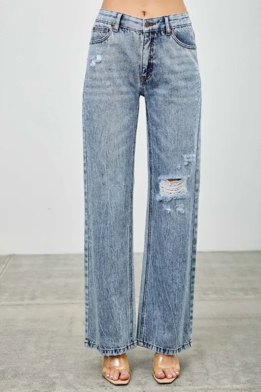 Mid Rise Relaxed Straight With Destroy sold by Unique Kulture