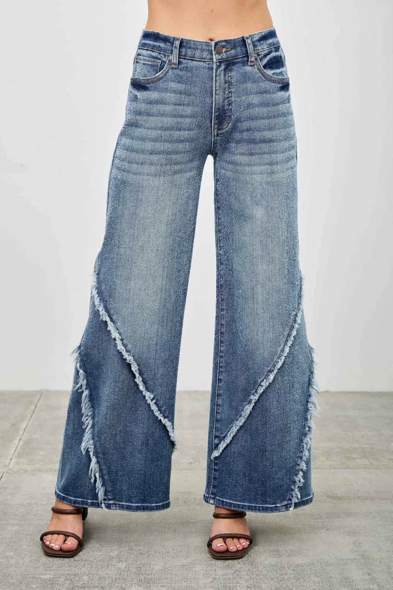 Mid Rise Wide Frayed Seam sold by Unique Kulture