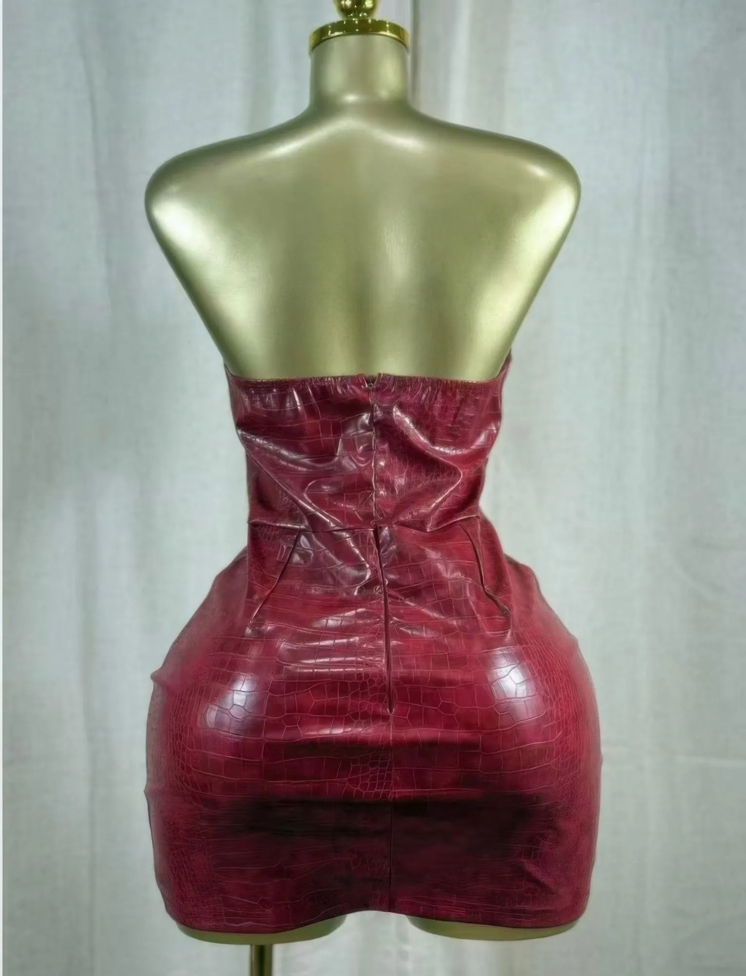 Bordeaux Croc Corset Mini Dress sold by Unique Kulture product image thumbnail 2