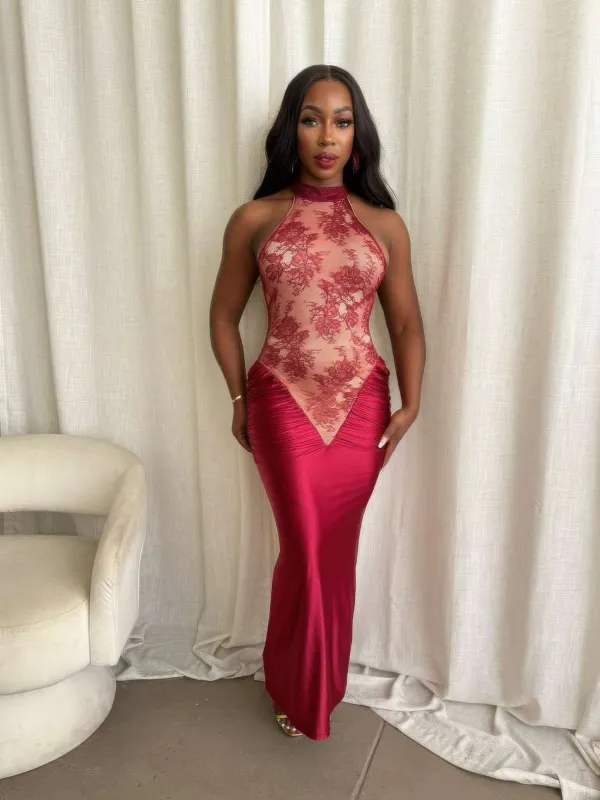 Crimson Lace Hourglass Dress made by Unique Kulture