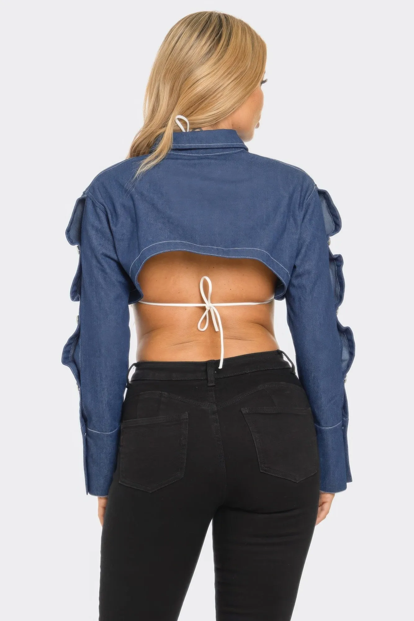 Button Down Denim Bolero sold by Unique Kulture product image thumbnail 4