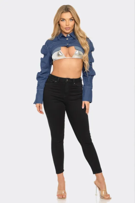 Button Down Denim Bolero made by Unique Kulture