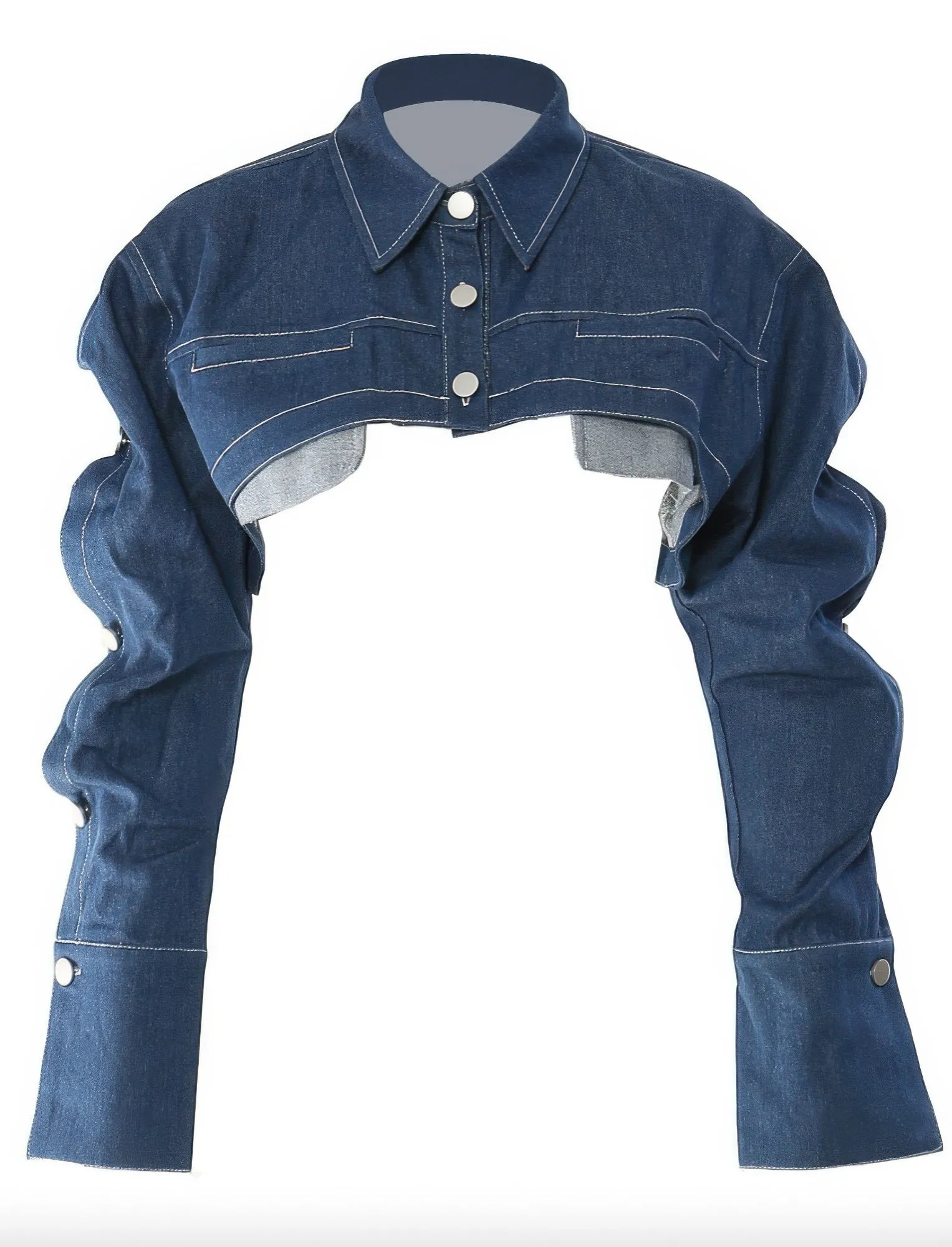 Button Down Denim Bolero sold by Unique Kulture product image thumbnail 5