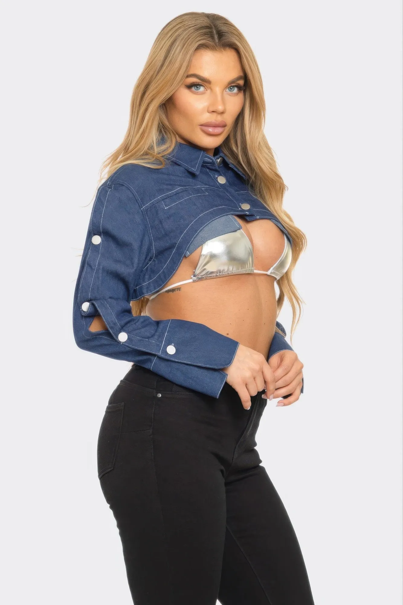 Button Down Denim Bolero sold by Unique Kulture product image thumbnail 2