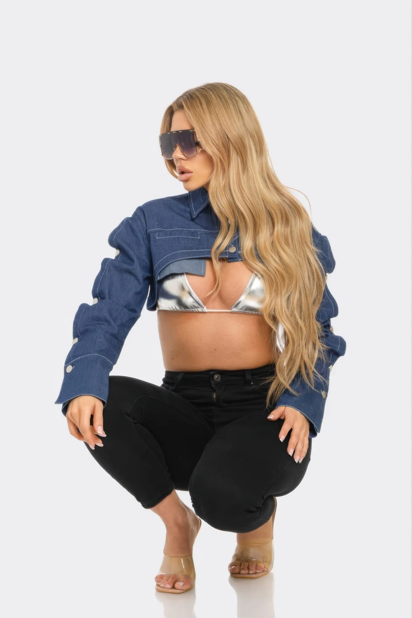 Button Down Denim Bolero sold by Unique Kulture product image thumbnail 3