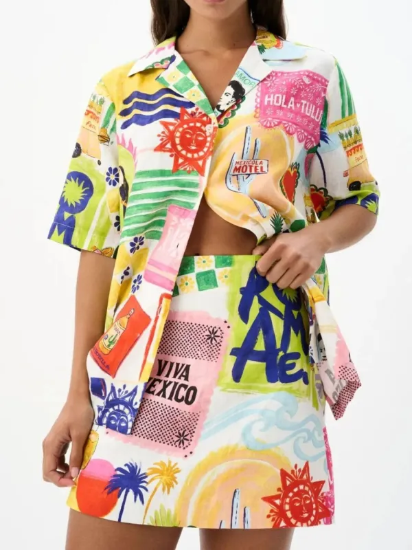 Printed Button Up Shirt and Skirt Set sold by Unique Kulture