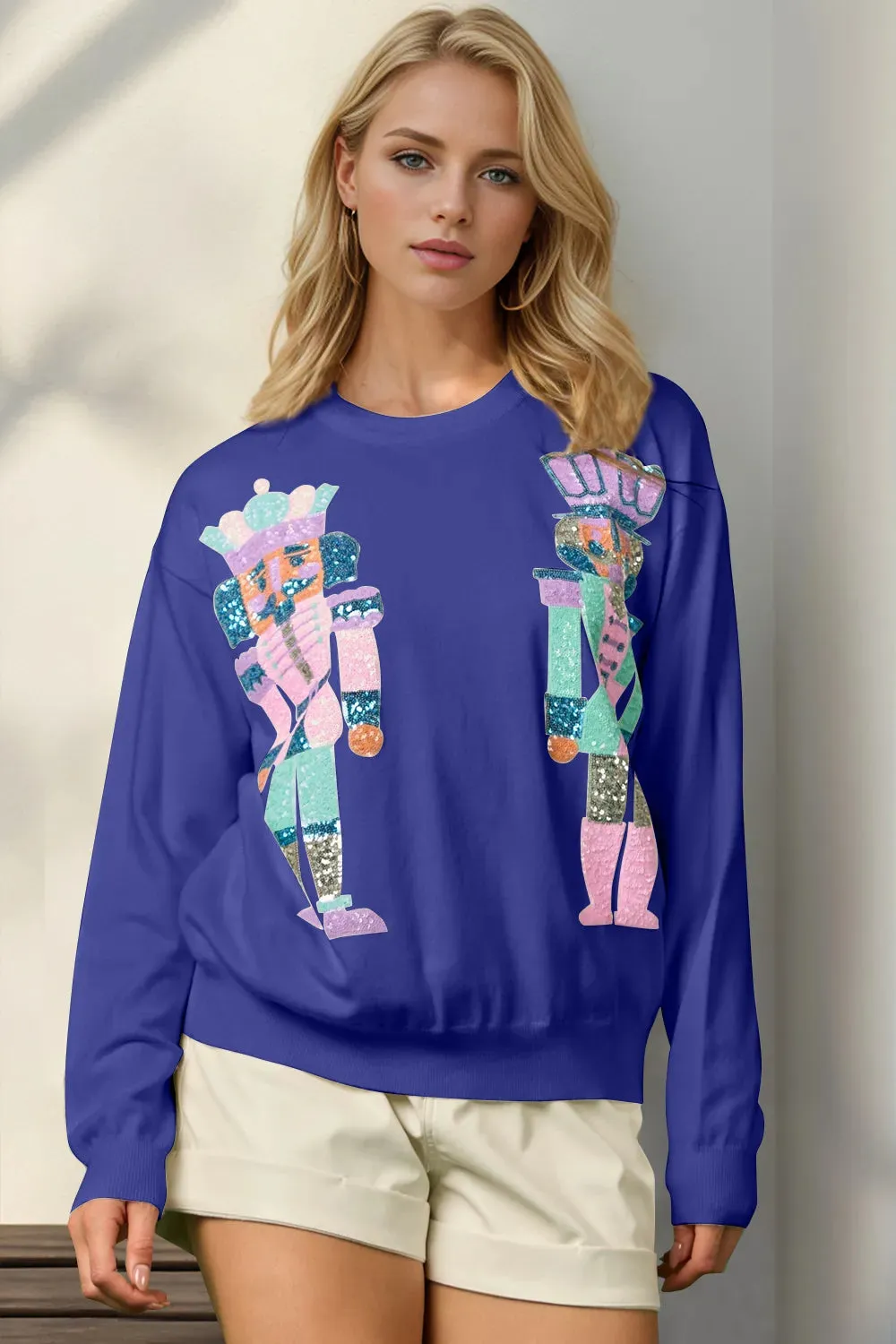Double Take Full Size Sequin Nutcracker Long Sleeve Sweater sold by Unique Kulture product image thumbnail 3