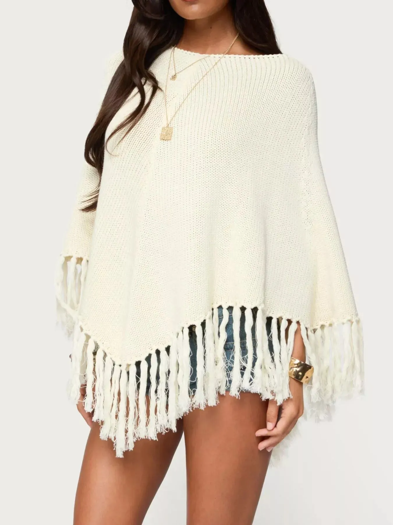 Fringe Cape Sleeve Sweater sold by Unique Kulture