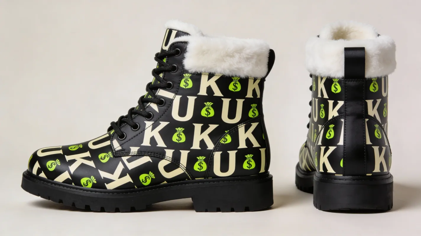 Women’s Fur-Lined Vegan Leather Winter Boots – Unique Kulture Monogram made by Unique Kulture