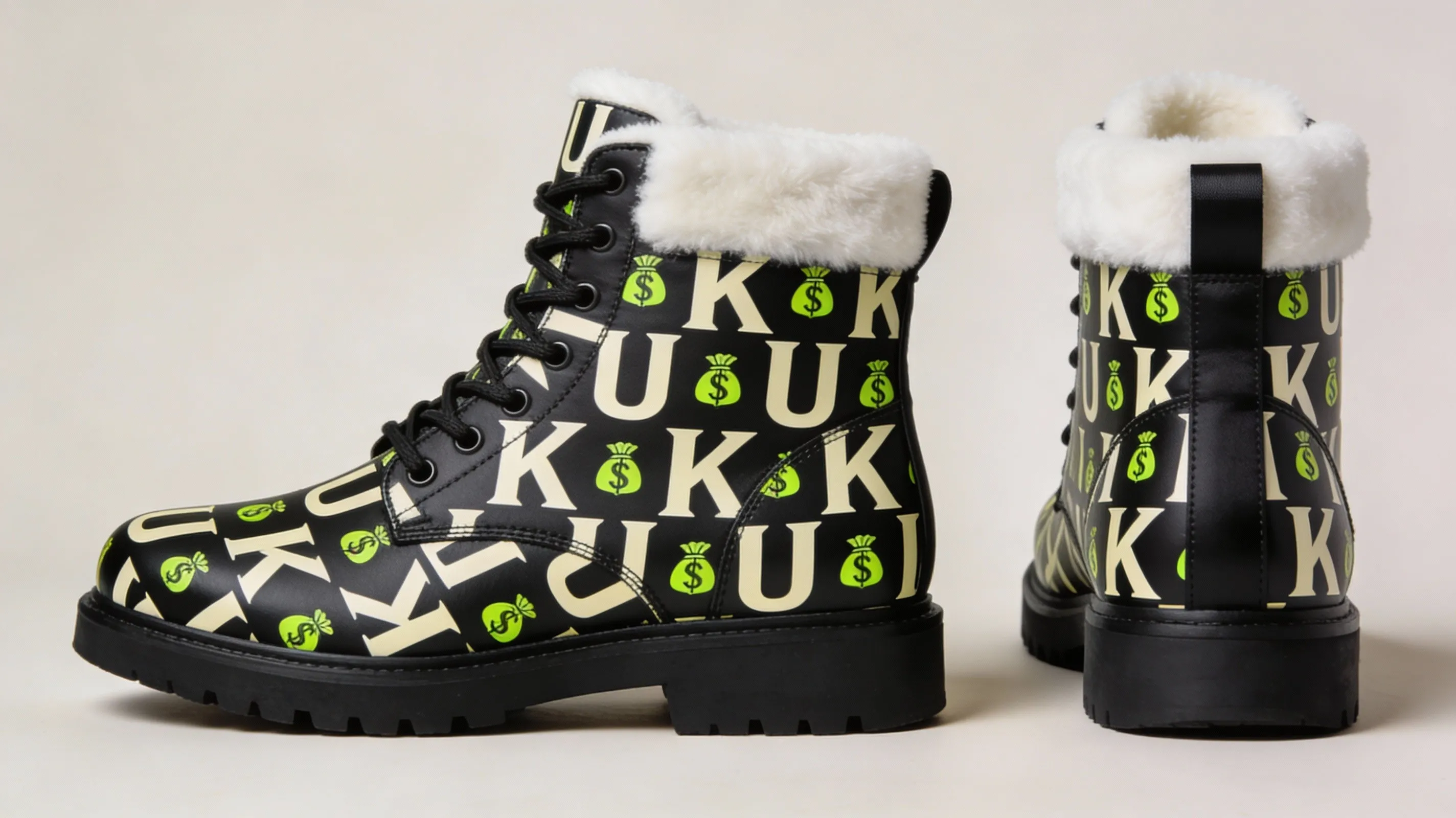 Women’s Fur-Lined Vegan Leather Winter Boots – Unique Kulture Monogram sold by Unique Kulture