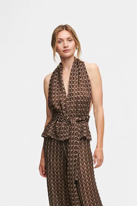 Brown Gold Knit Scarf Set / Top sold by HANNE BLOCH