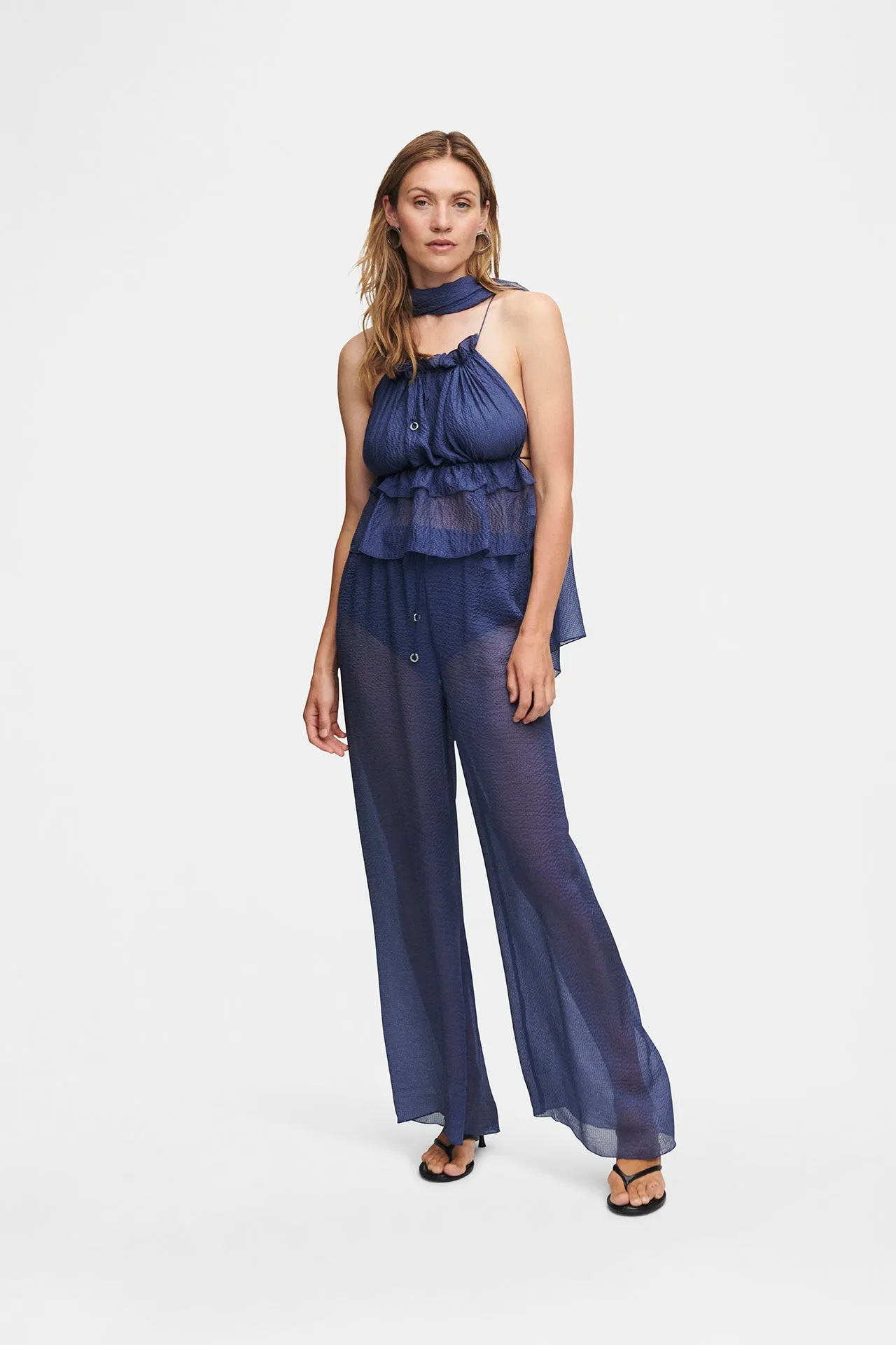 Ocean Blue String Silk Top sold by HANNE BLOCH product image thumbnail 5