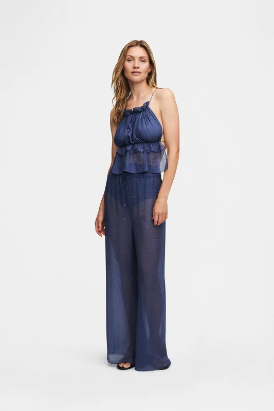 Ocean Blue Silk Pants sold by HANNE BLOCH