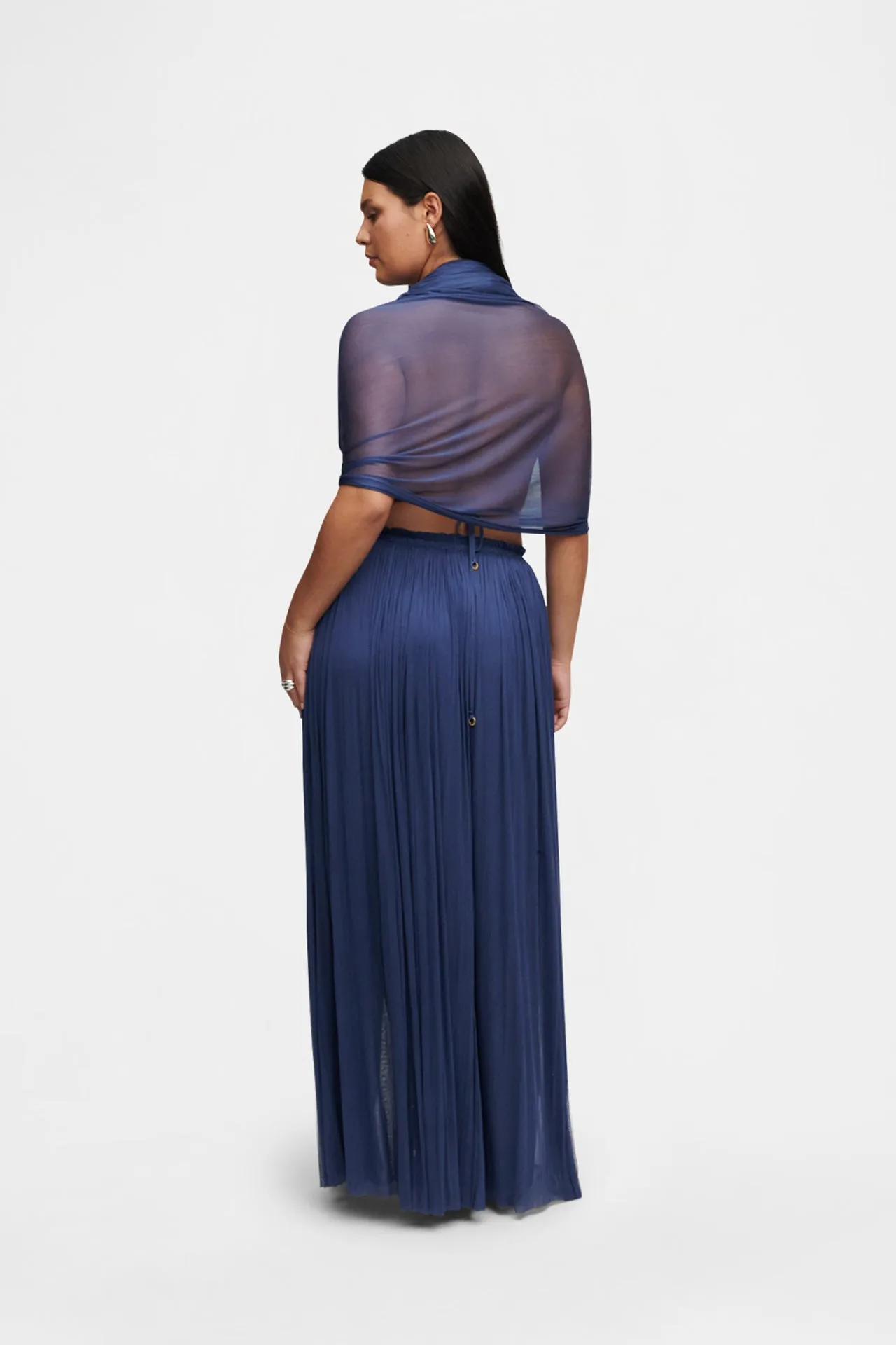 Ocean Blue Silk Tulle Scarf sold by HANNE BLOCH product image thumbnail 4