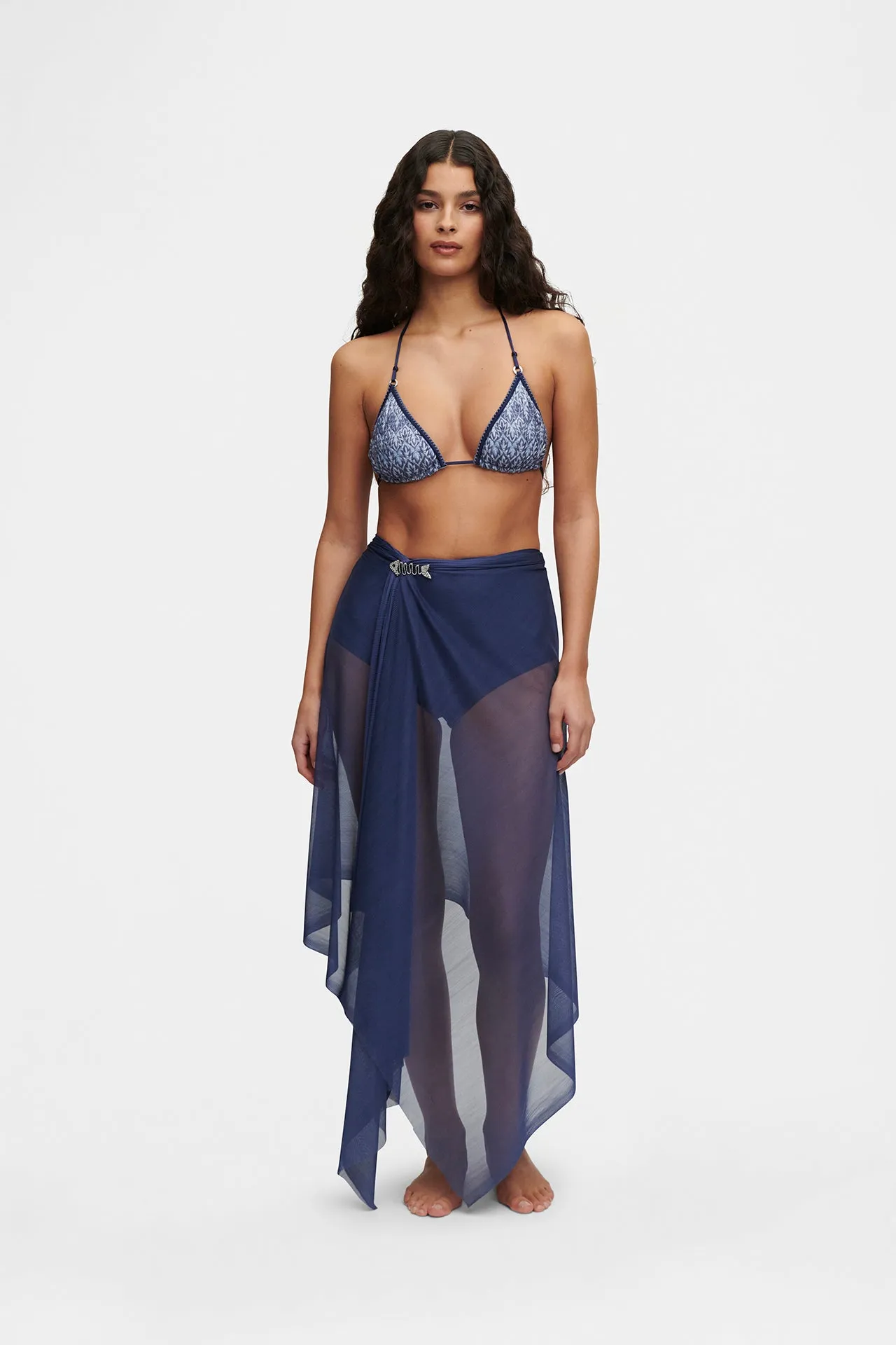 Ocean Blue Silk Tulle Scarf sold by HANNE BLOCH product image thumbnail 3