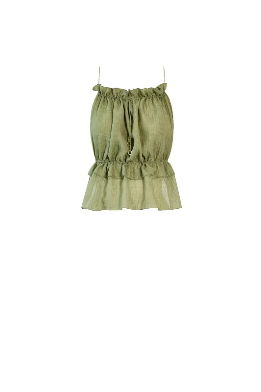 Green String Silk Top sold by HANNE BLOCH