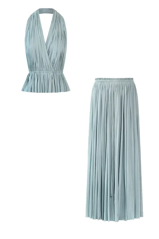 Ice Blue Silk Skirt & Top Set sold by HANNE BLOCH