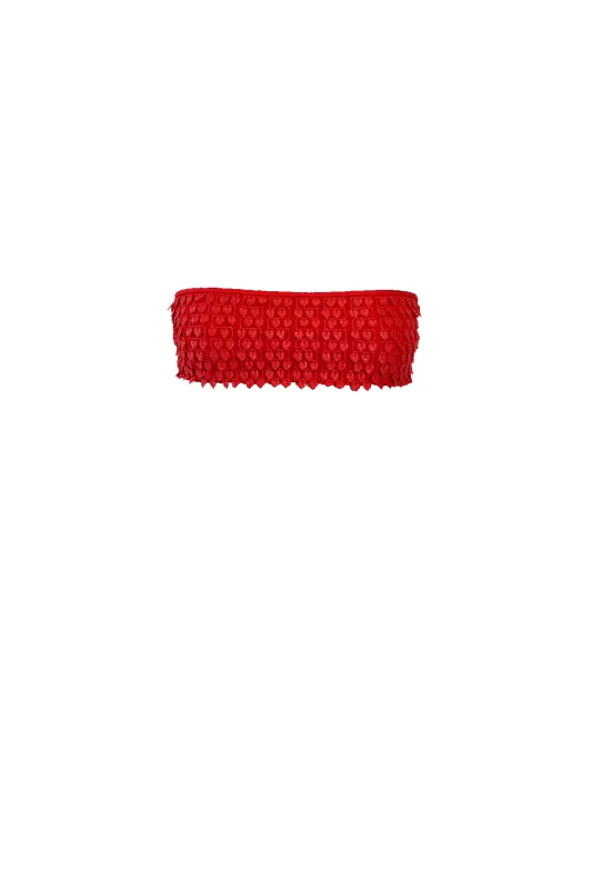 Red Hearts Pom Pom Bikini - Top made by HANNE BLOCH