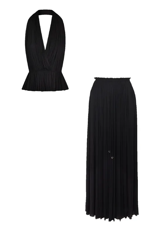 Black Silk Tulle Skirt & Top Set sold by HANNE BLOCH