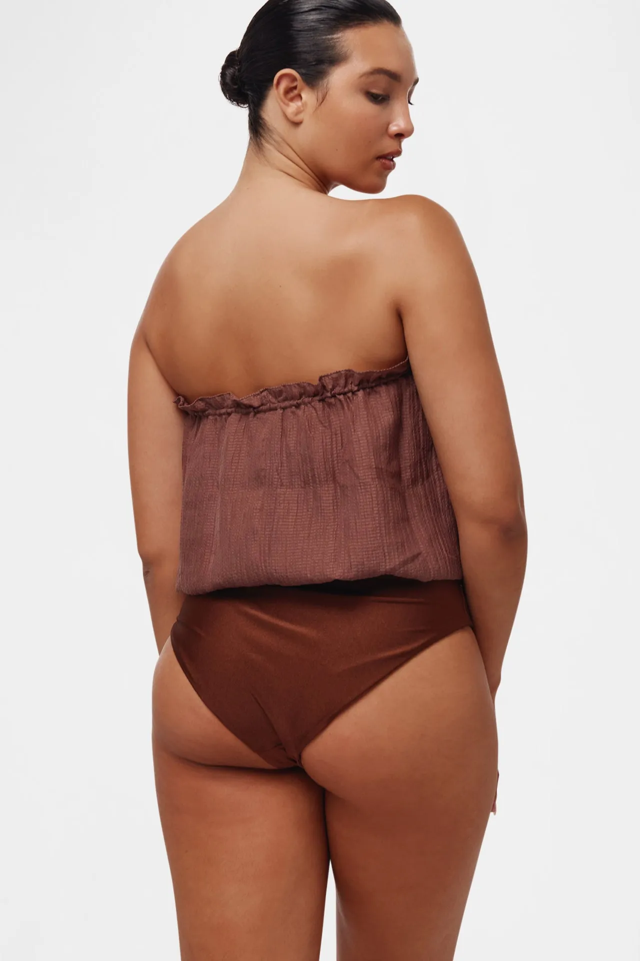 Brown Bandeau Silk Swimsuit sold by HANNE BLOCH product image thumbnail 4