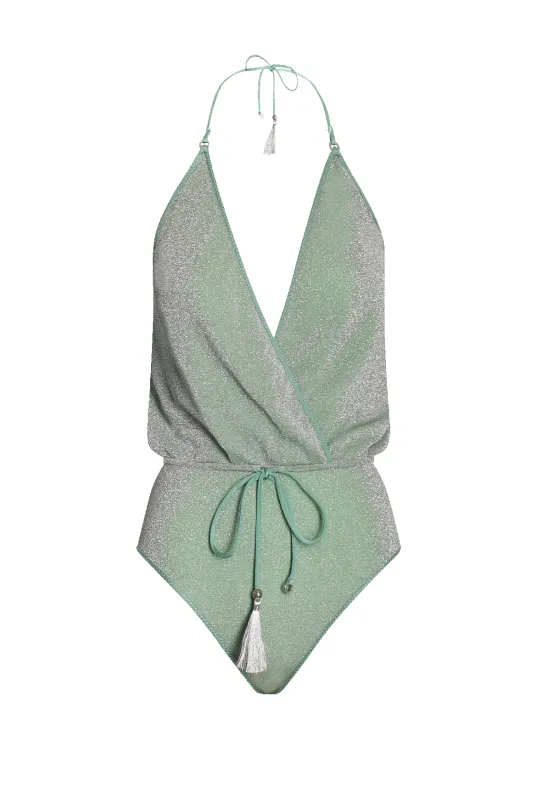 Ocean Glitter V-Swimsuit sold by HANNE BLOCH