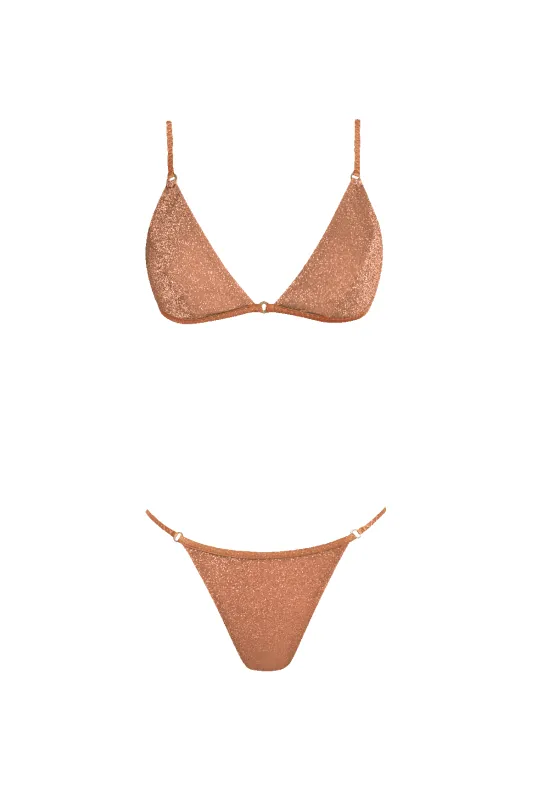 Rust Glitter Brazilian Bikini made by HANNE BLOCH