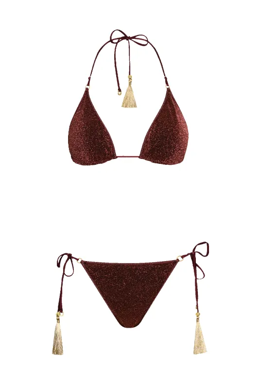 Bordeaux Glitter Triangle Bikini sold by HANNE BLOCH