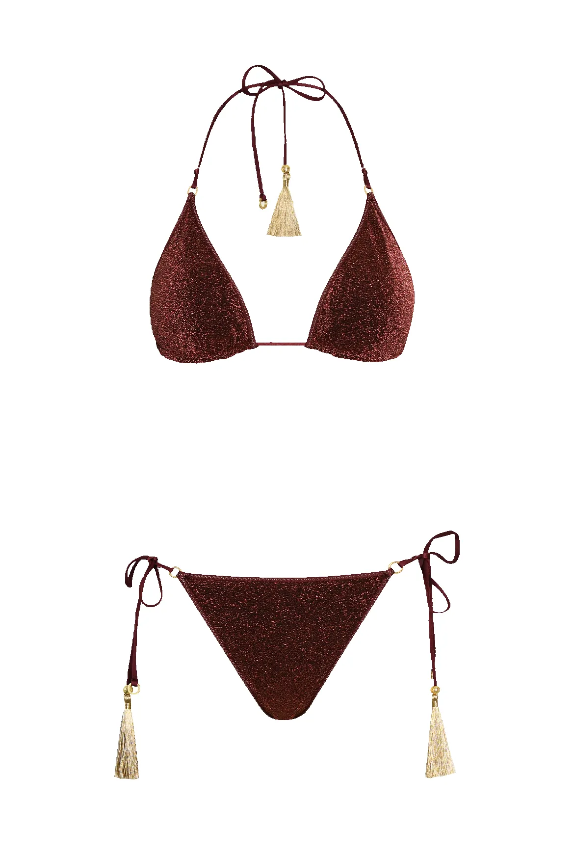 Bordeaux Glitter Triangle Bikini sold by HANNE BLOCH