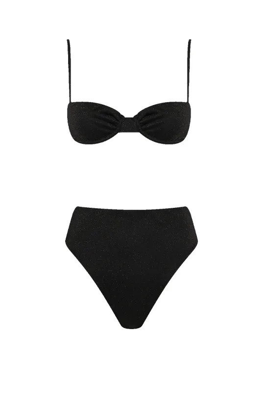 Black Glitter Balconette Bikini made by HANNE BLOCH