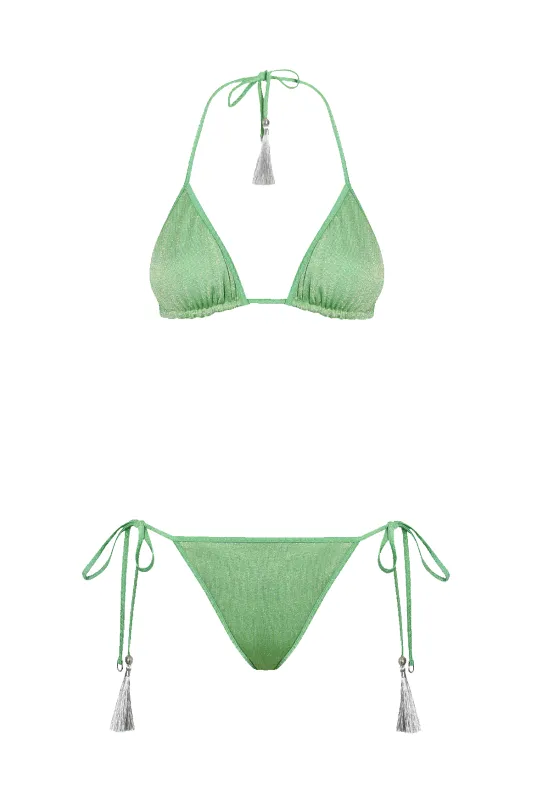 Mint Glitter Triangle Bikini sold by HANNE BLOCH