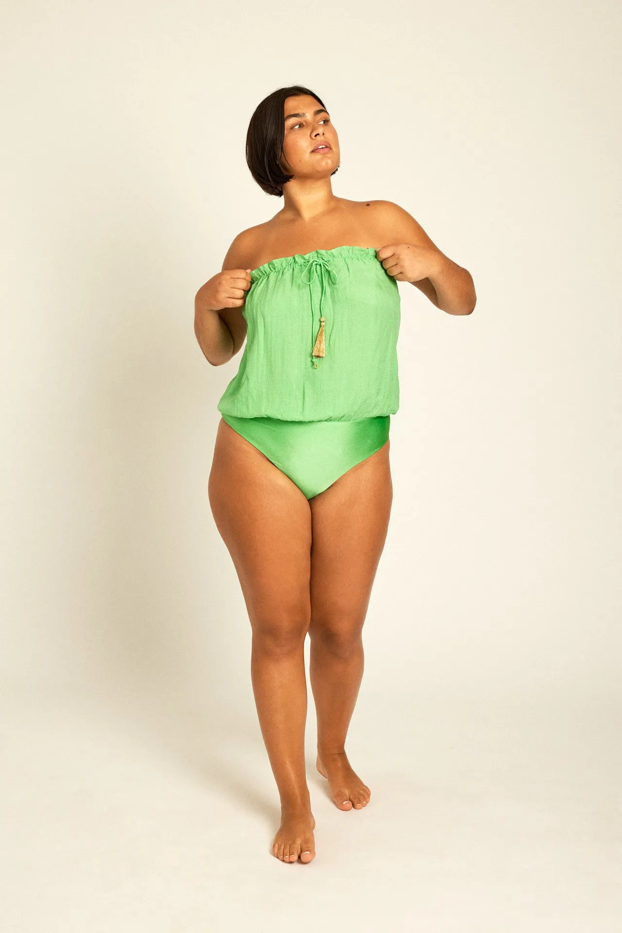 Mint Bandeau Silk Swimsuit sold by HANNE BLOCH product image thumbnail 3