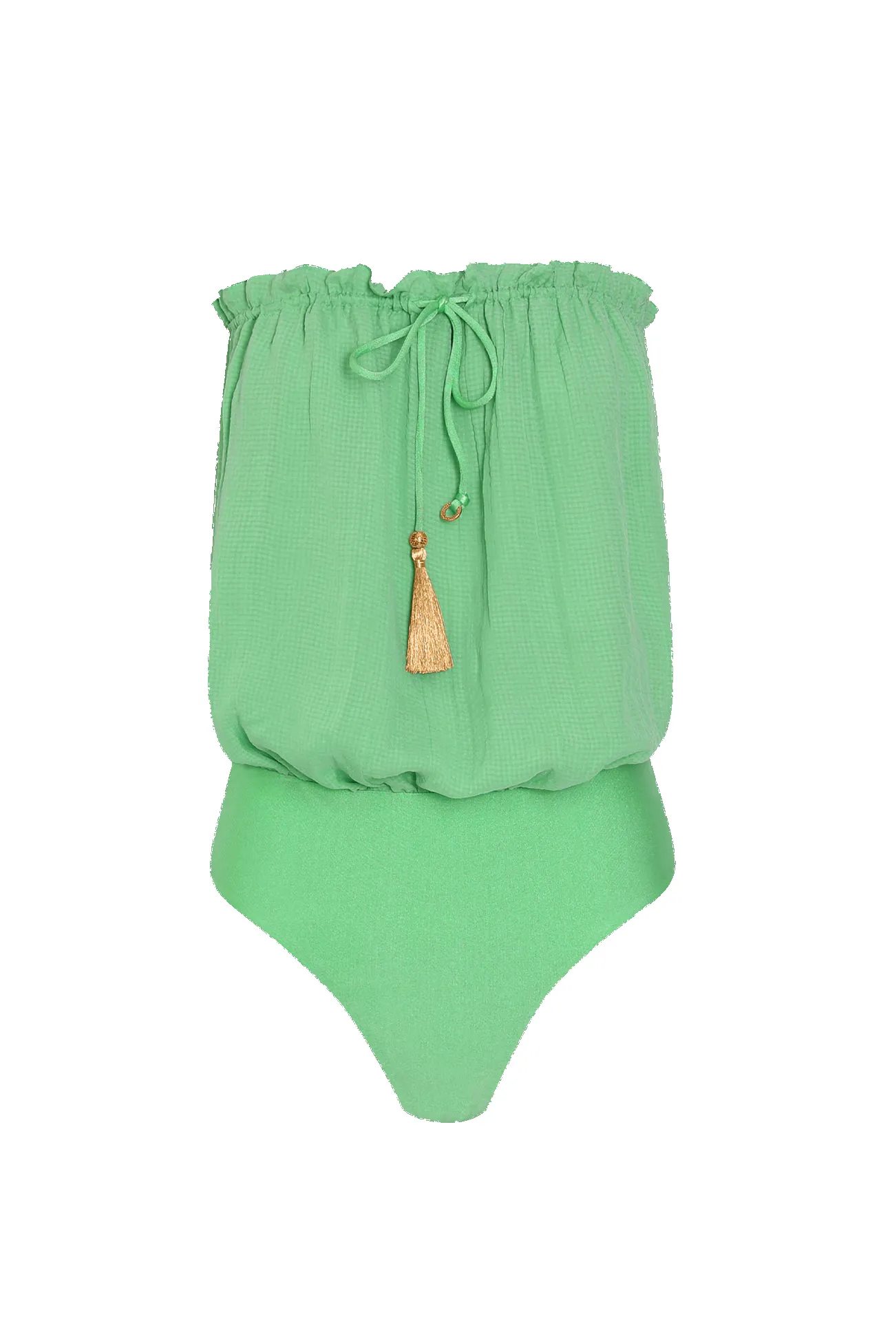 Mint Bandeau Silk Swimsuit sold by HANNE BLOCH