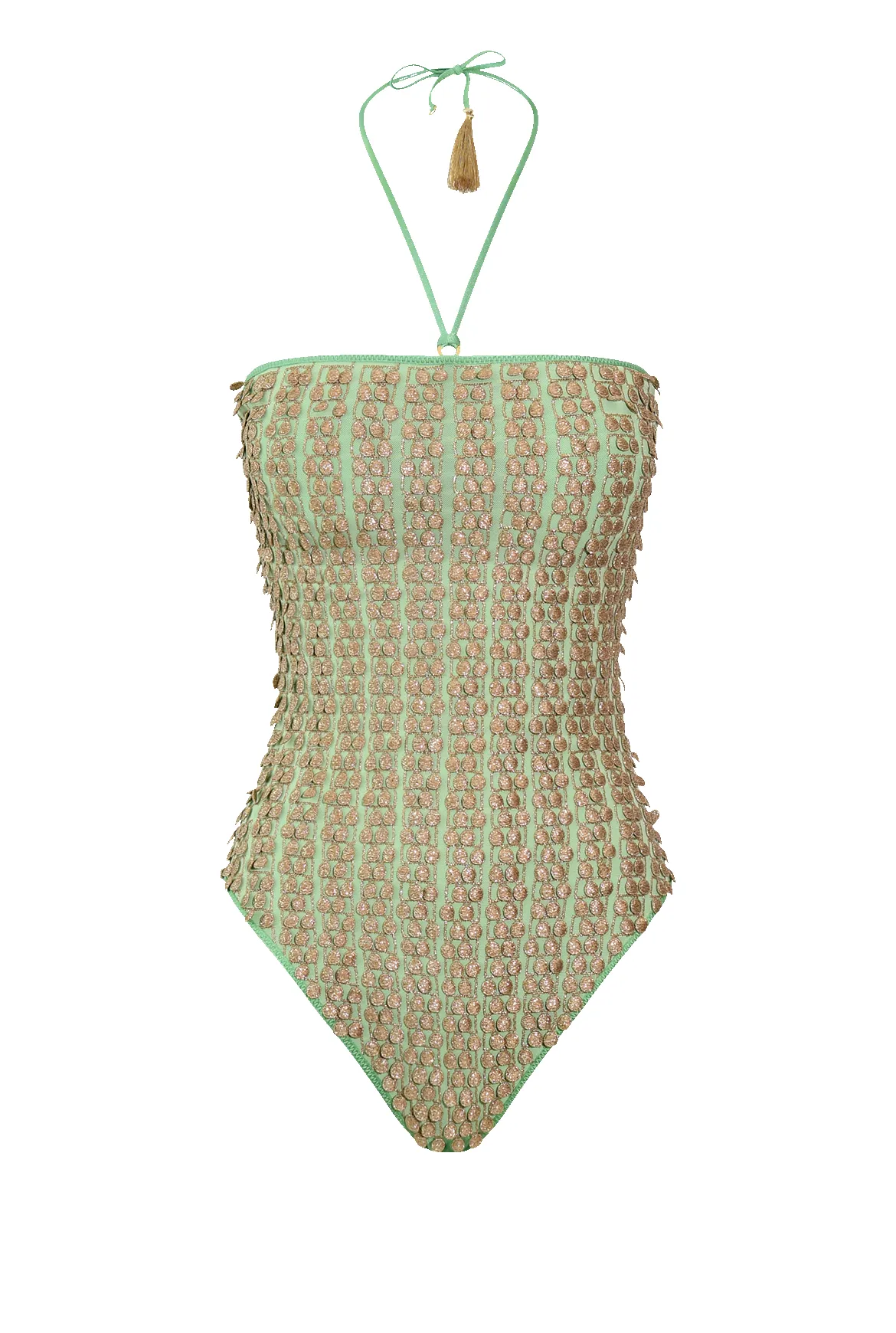 Mint Pom Pom Swimsuit sold by HANNE BLOCH